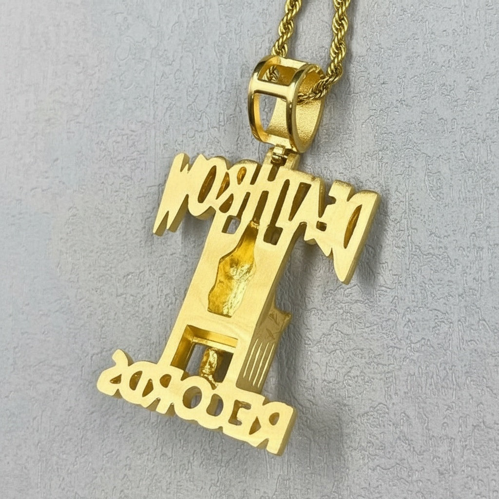 Death Row Records Pendant Necklace – Gold Plated Iced Out Hip Hop Chain for Men