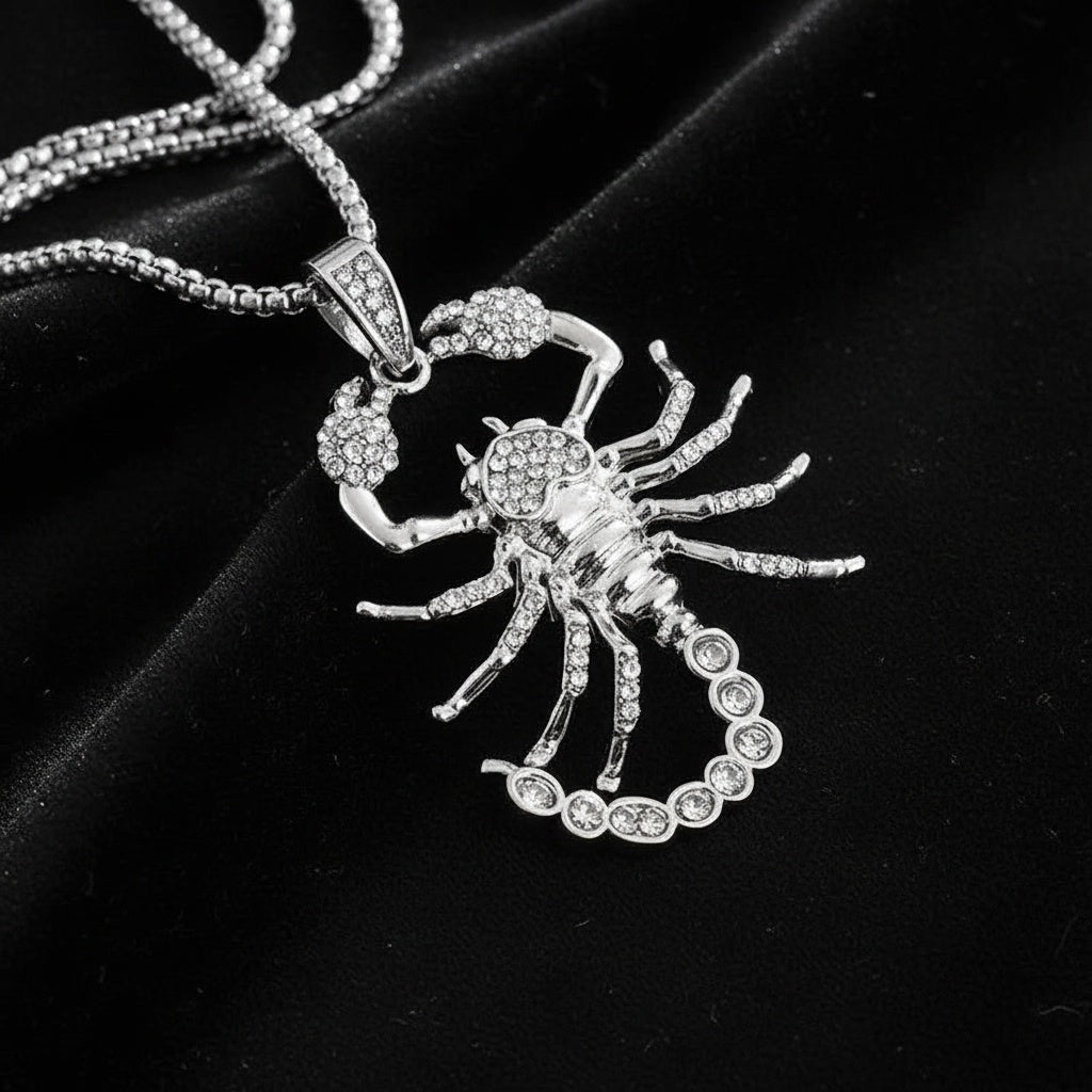 Iced Out Scorpion Pendant Necklace – Gold Plated CZ Hip Hop Chain for Men
