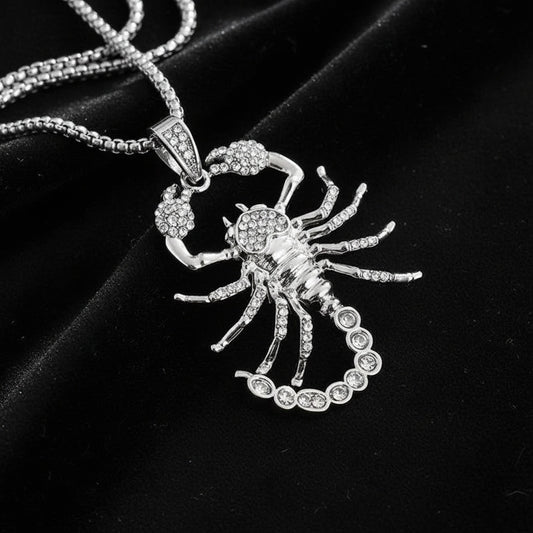 Iced Out Scorpion Pendant Necklace – Gold Plated CZ Hip Hop Chain for Men