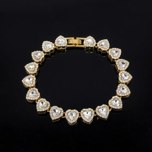 Heart Crystal Tennis Bracelet Silver CZ Bracelet