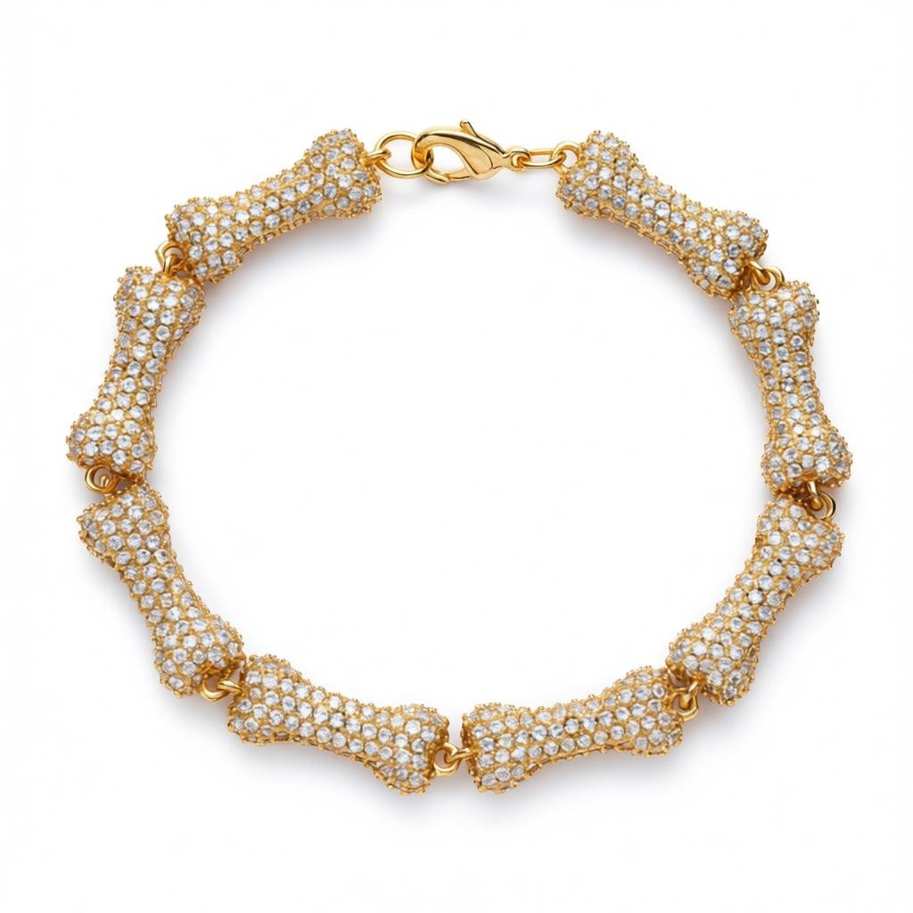 Crystal Bone Link Bracelet Luxury Statement Jewelry