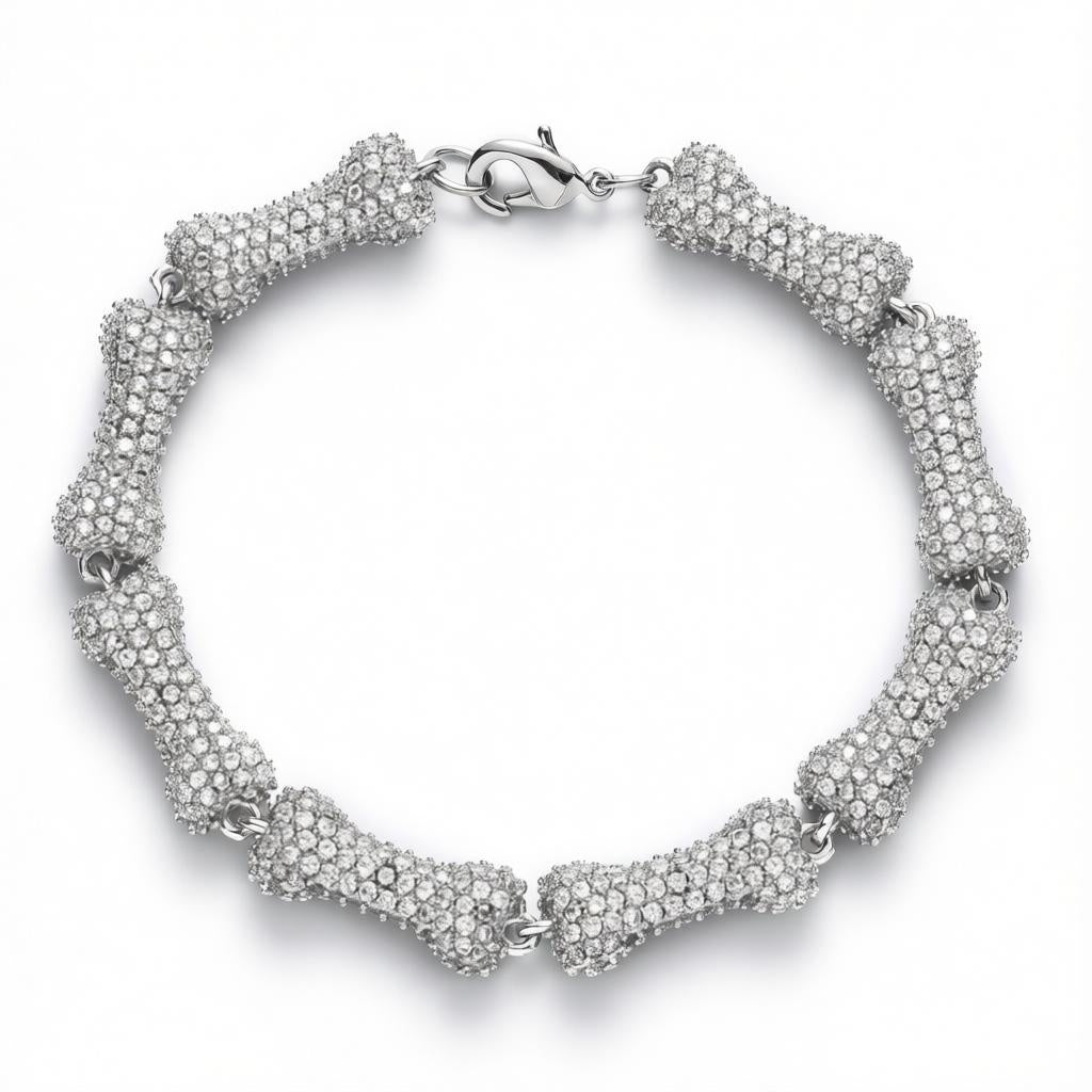 Crystal Bone Link Bracelet Luxury Statement Jewelry