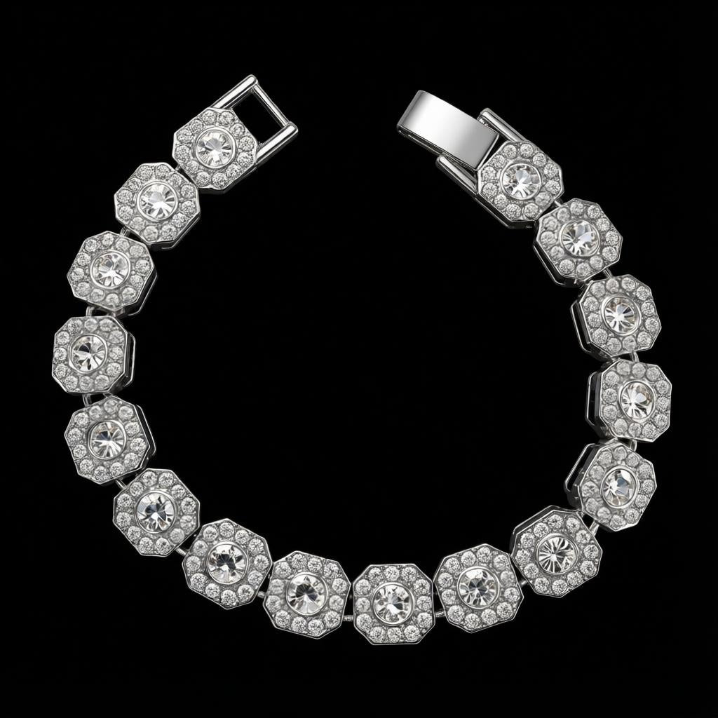 Crystal Halo Tennis Bracelet Elegant Statement Jewelry