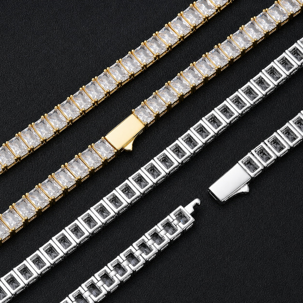 Emerald Cut Crystal Tennis Bracelet Luxury Statement Jewelry