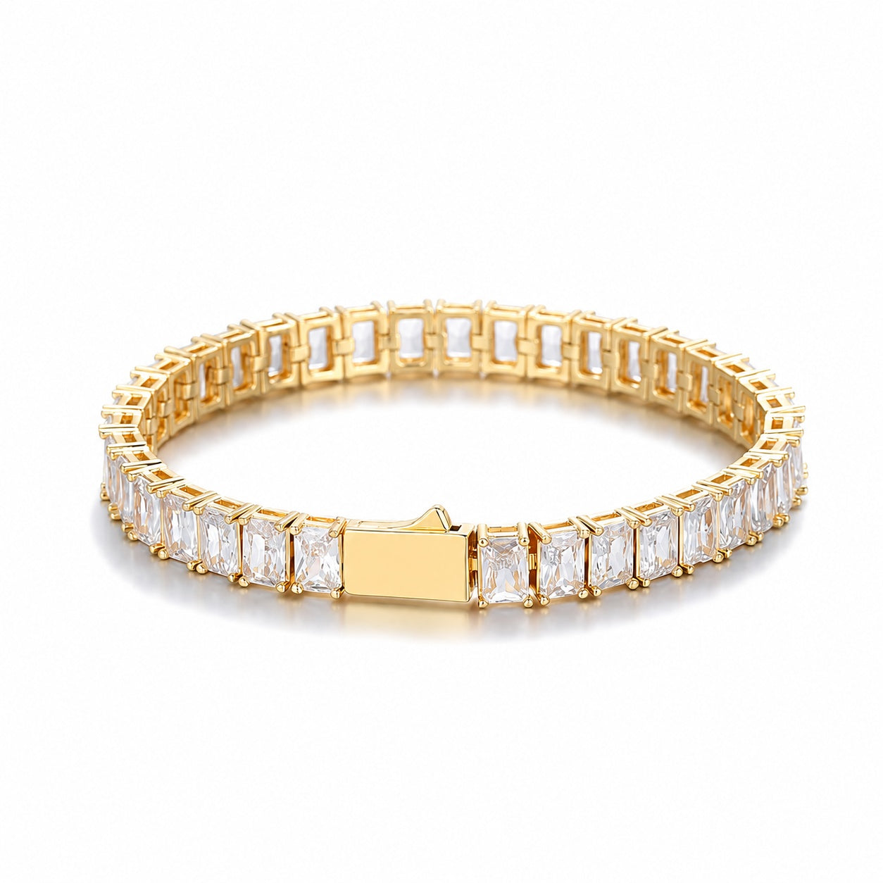Emerald Cut Crystal Tennis Bracelet Luxury Statement Jewelry