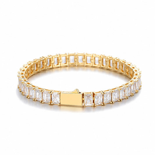Emerald Cut Crystal Tennis Bracelet Luxury Statement Jewelry