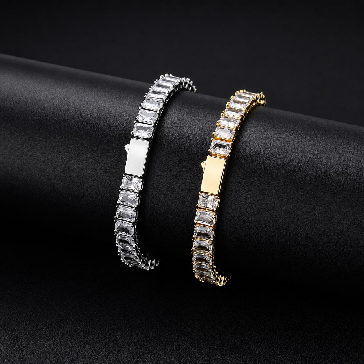 Emerald Cut Crystal Tennis Bracelet Luxury Statement Jewelry