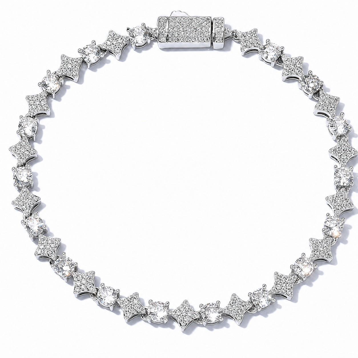 Crystal Star Link Tennis Bracelet Elegant Statement Jewelry