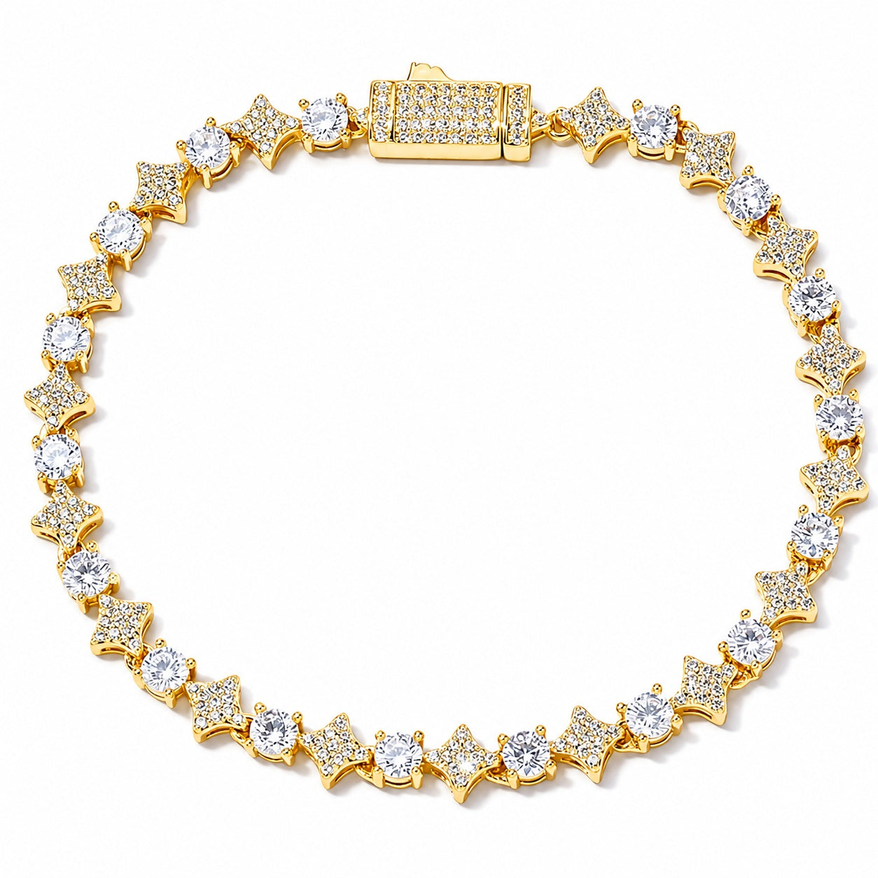 Crystal Star Link Tennis Bracelet Elegant Statement Jewelry