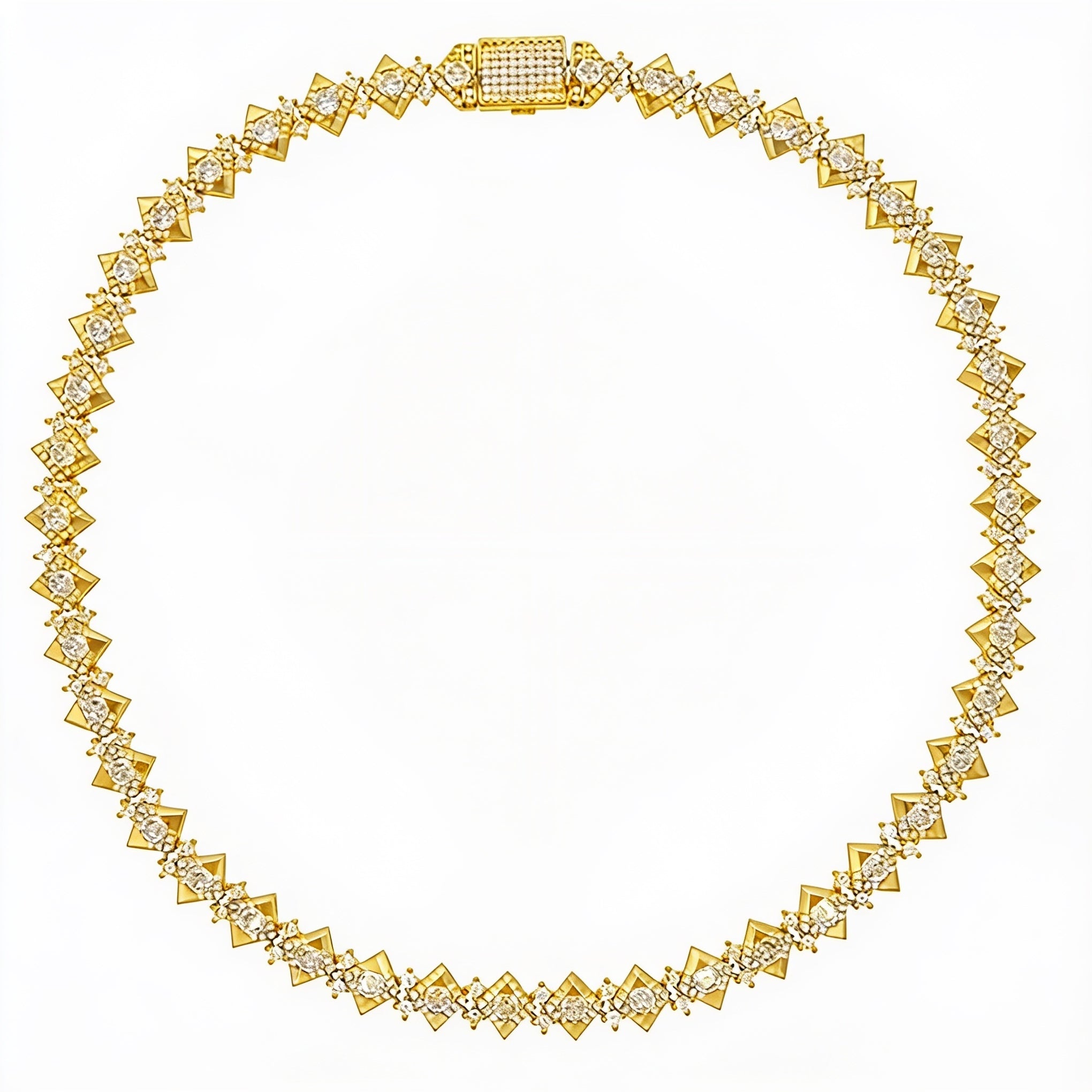 Gold Geometric CZ Tennis Necklace