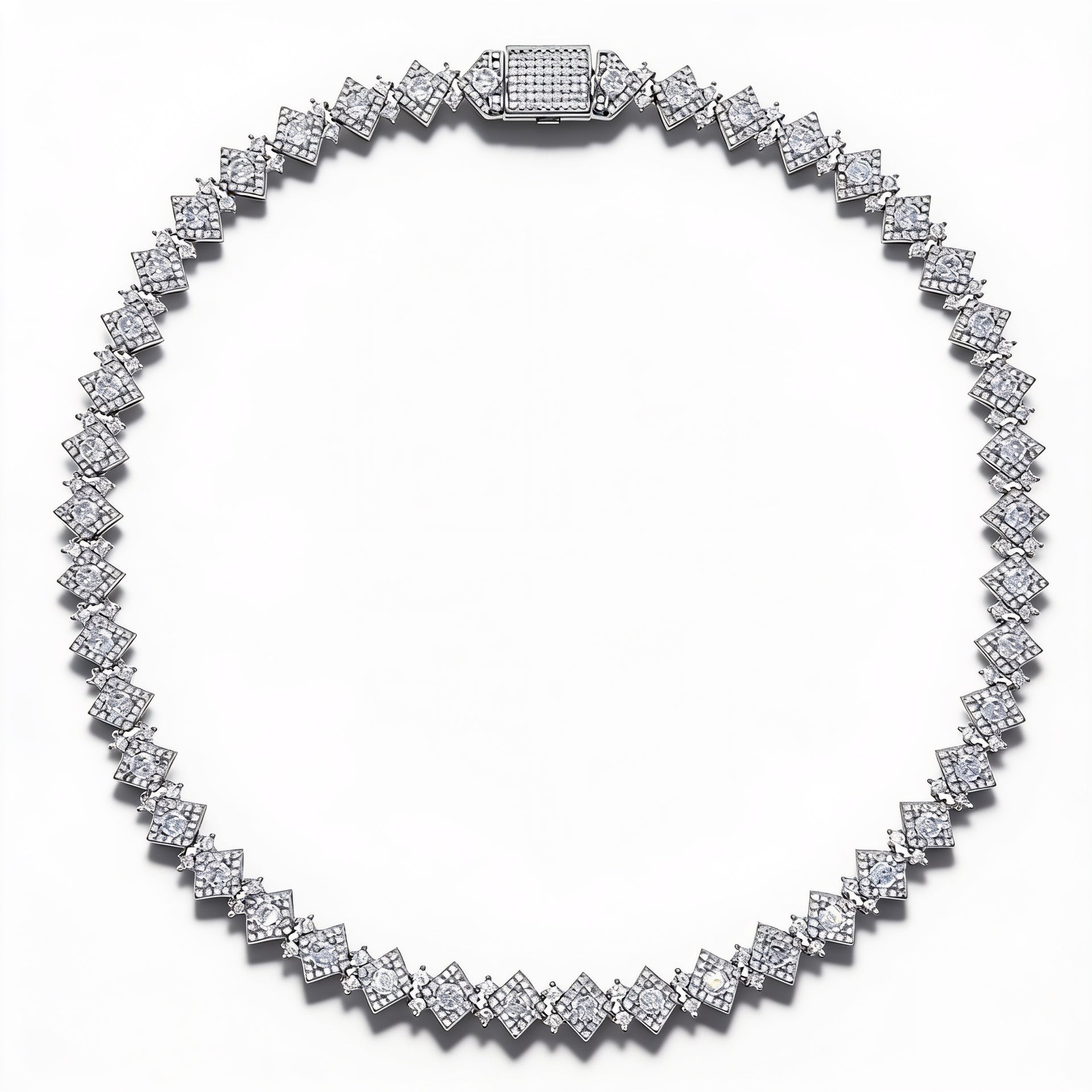 Gold Geometric CZ Tennis Necklace