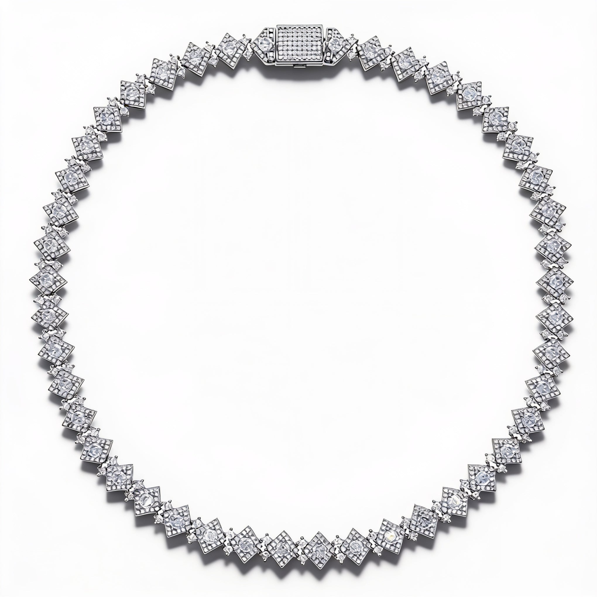 Gold Geometric CZ Tennis Necklace