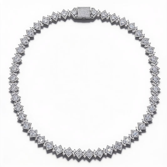 Gold Geometric CZ Tennis Necklace