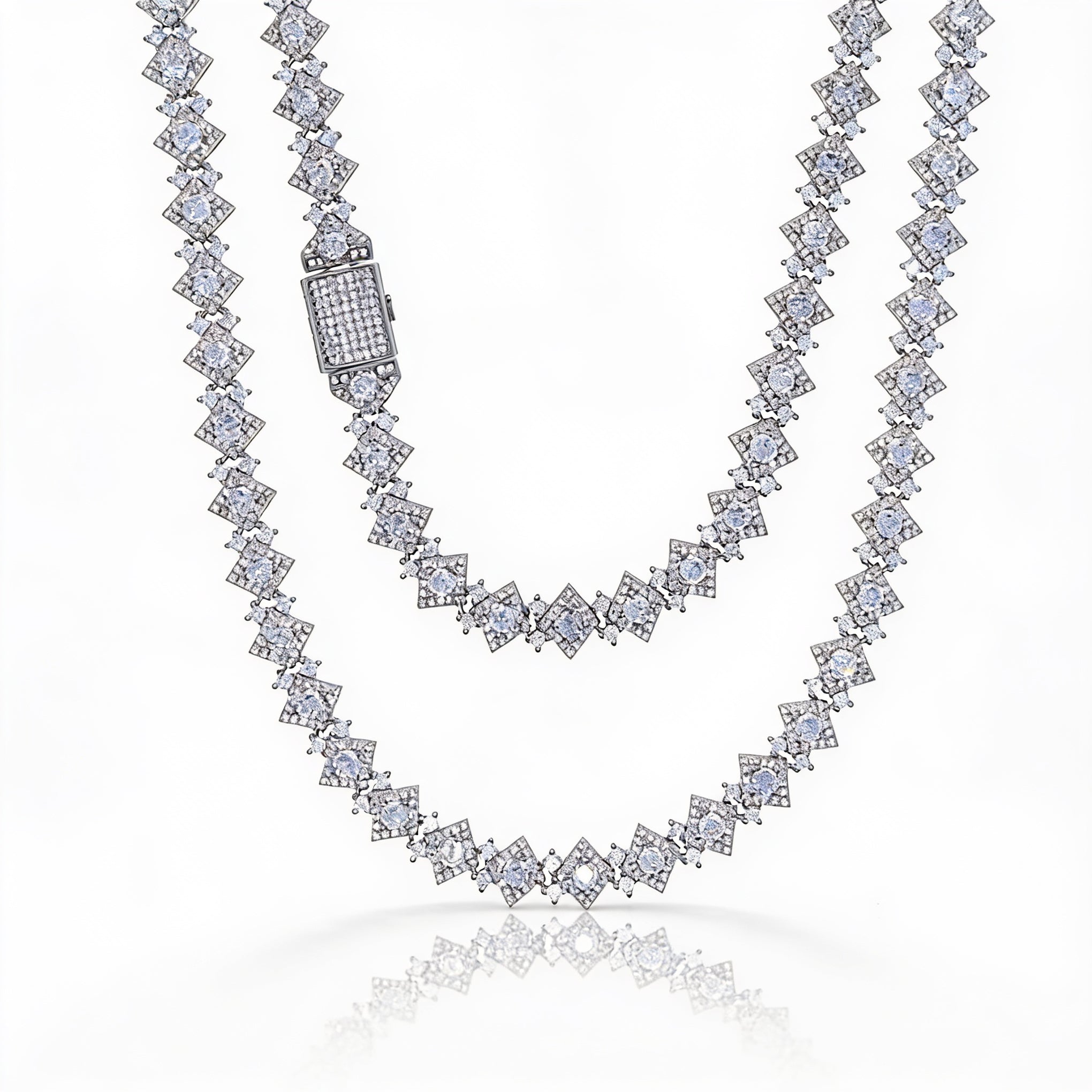 Gold Geometric CZ Tennis Necklace