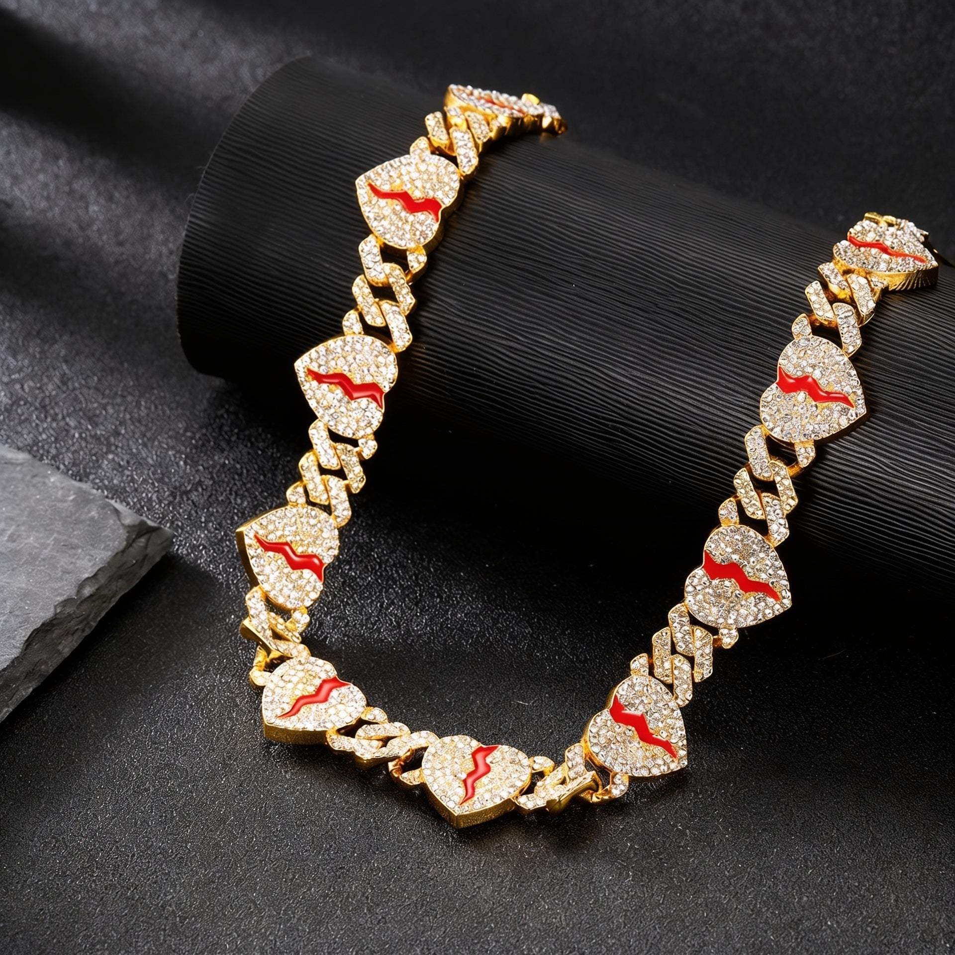 Iced Out Broken Heart Cuban Link Chain Necklace