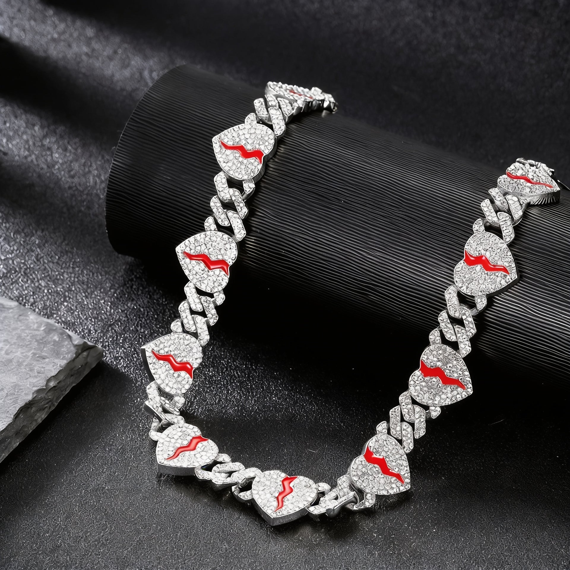 Iced Out Broken Heart Cuban Link Chain Necklace