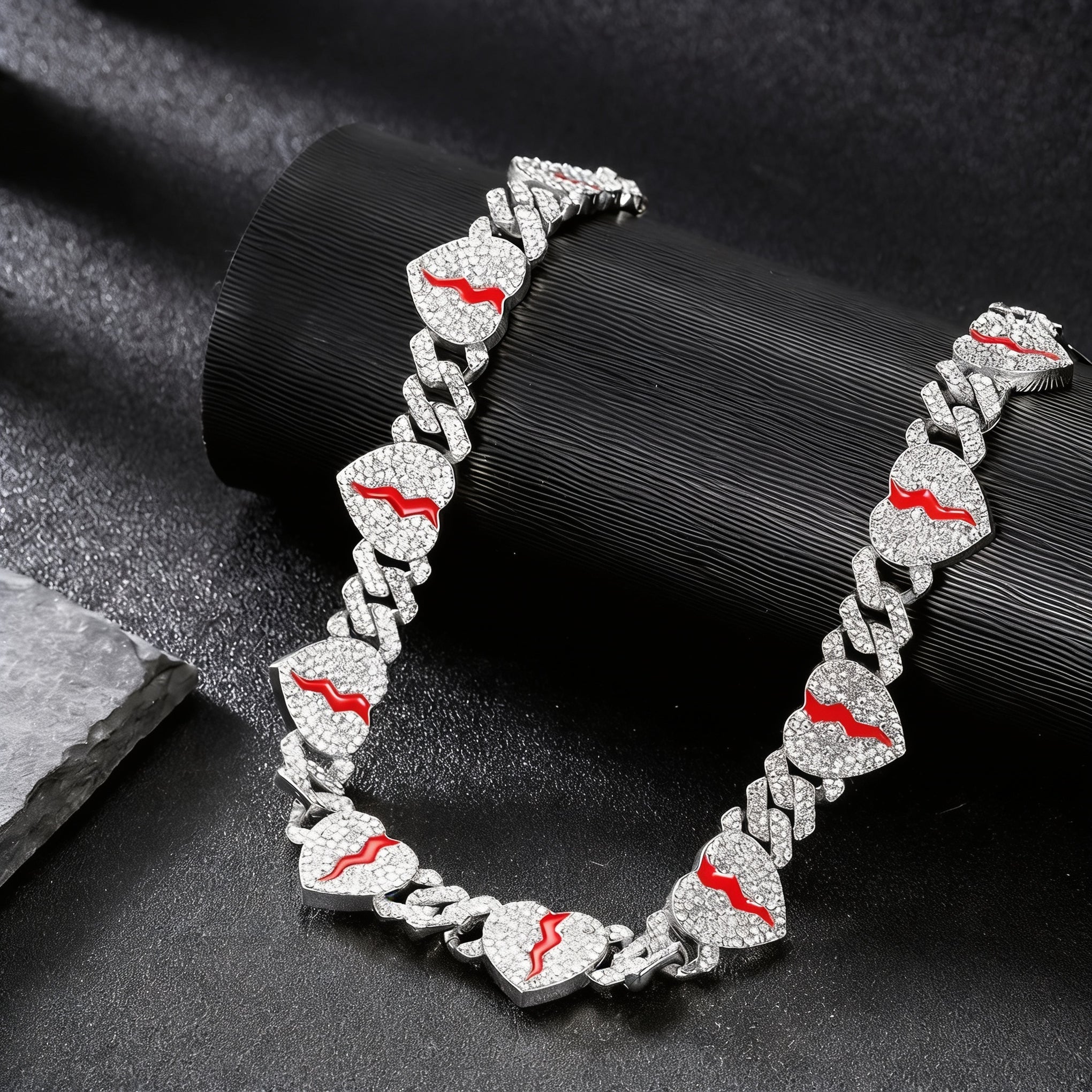 Iced Out Broken Heart Cuban Link Chain Necklace