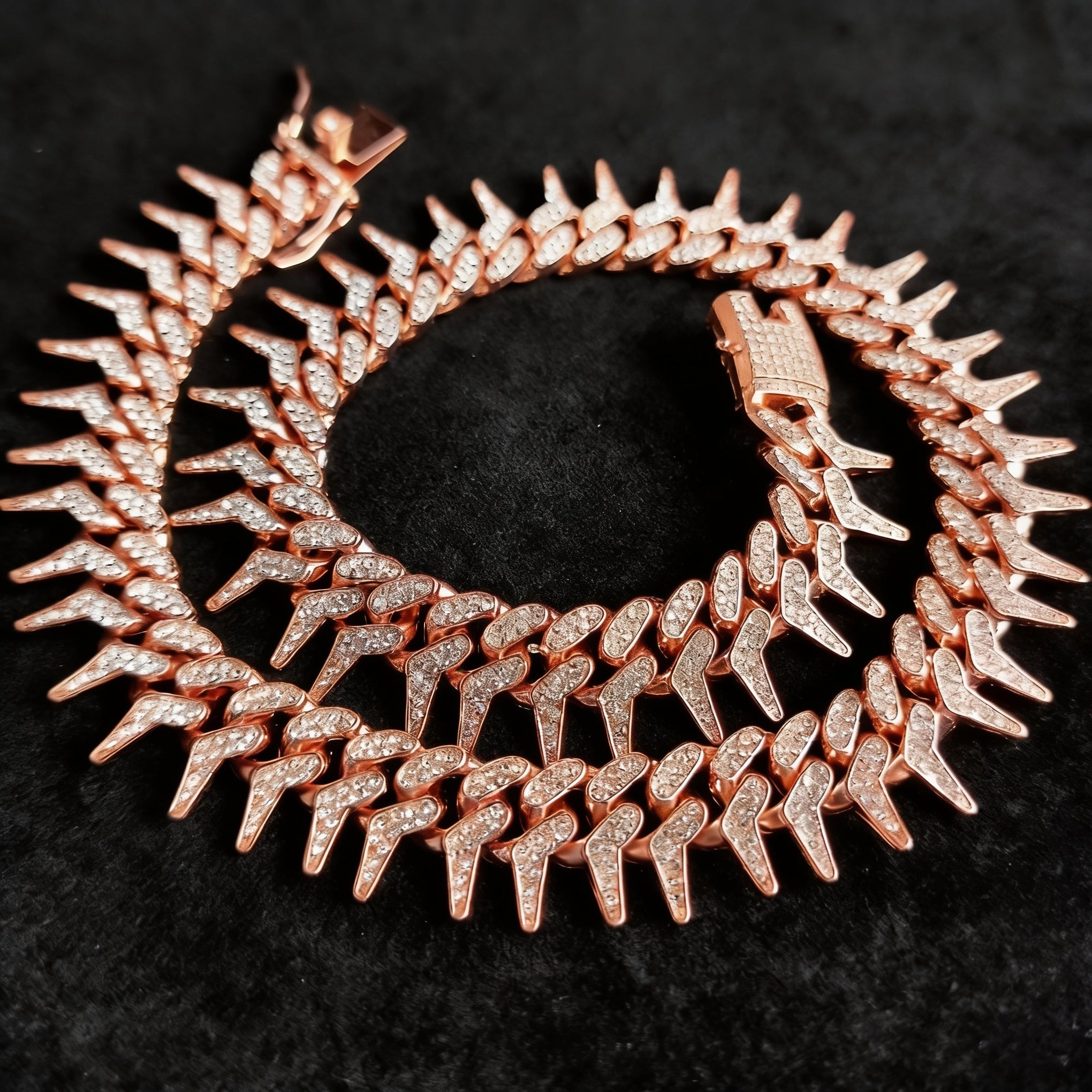 Iced Out Silver Spike Cuban Link Chain Necklace