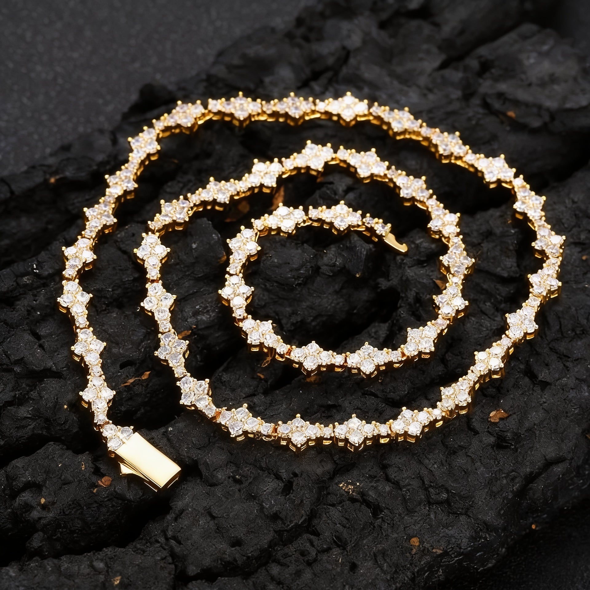 Silver CZ Floral Tennis Necklace