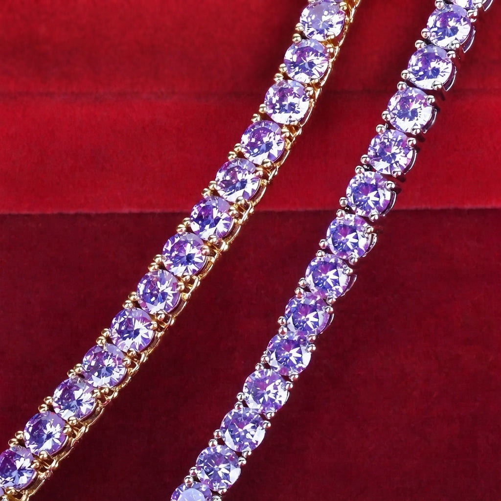 Purple CZ Tennis Chain Necklace