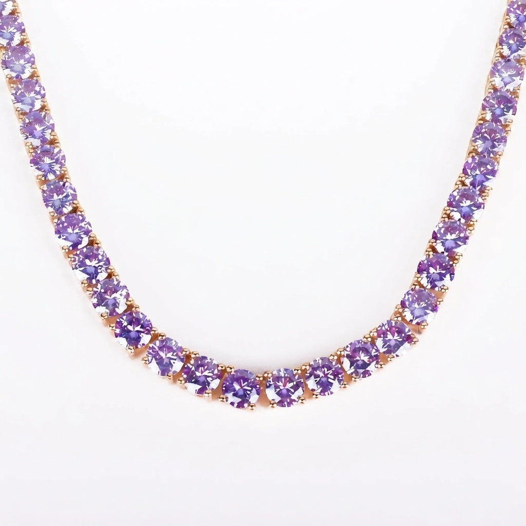 Purple CZ Tennis Chain Necklace