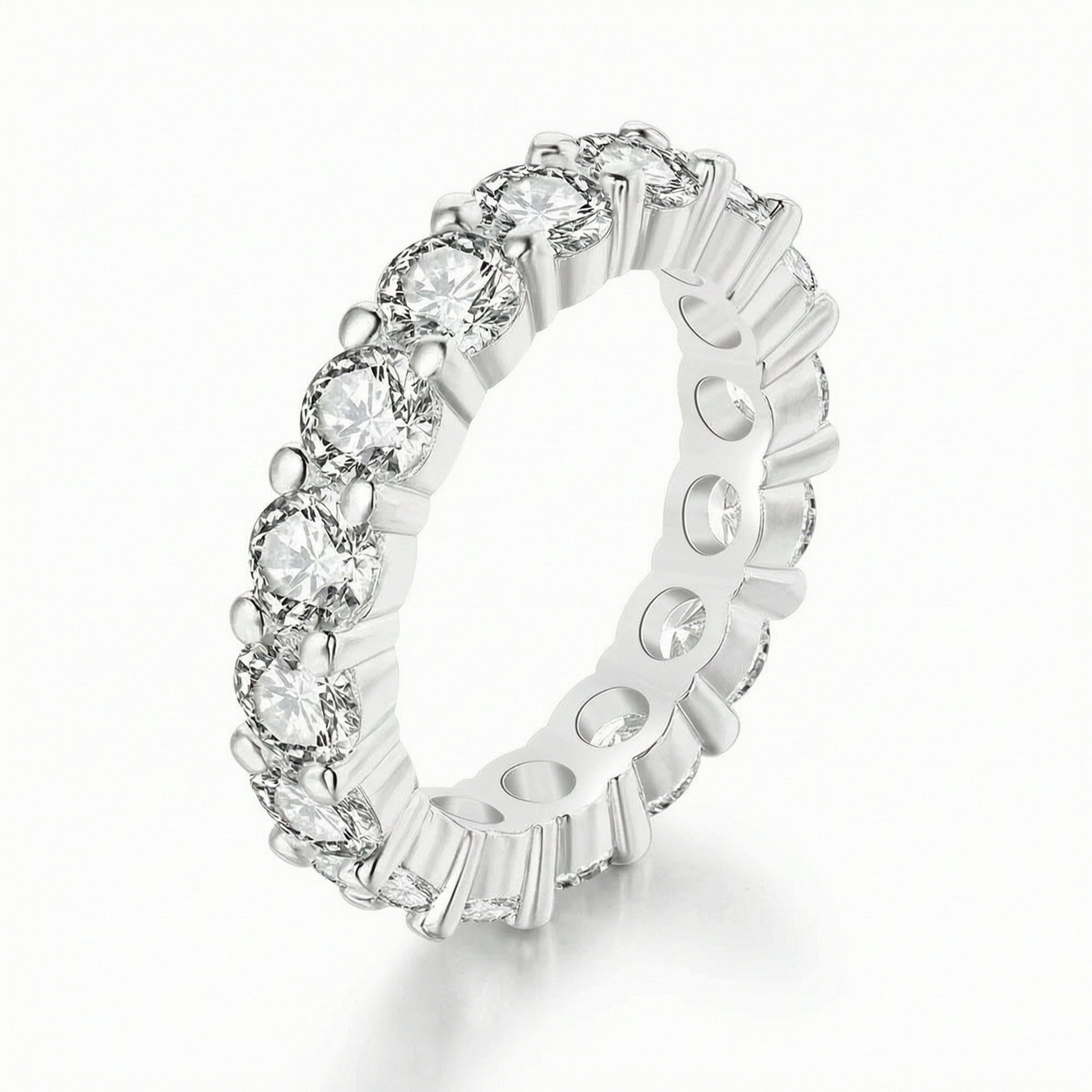 Gold Round Cut Crystal Eternity Ring Luxury Gold Plated Stackable Wedding Band